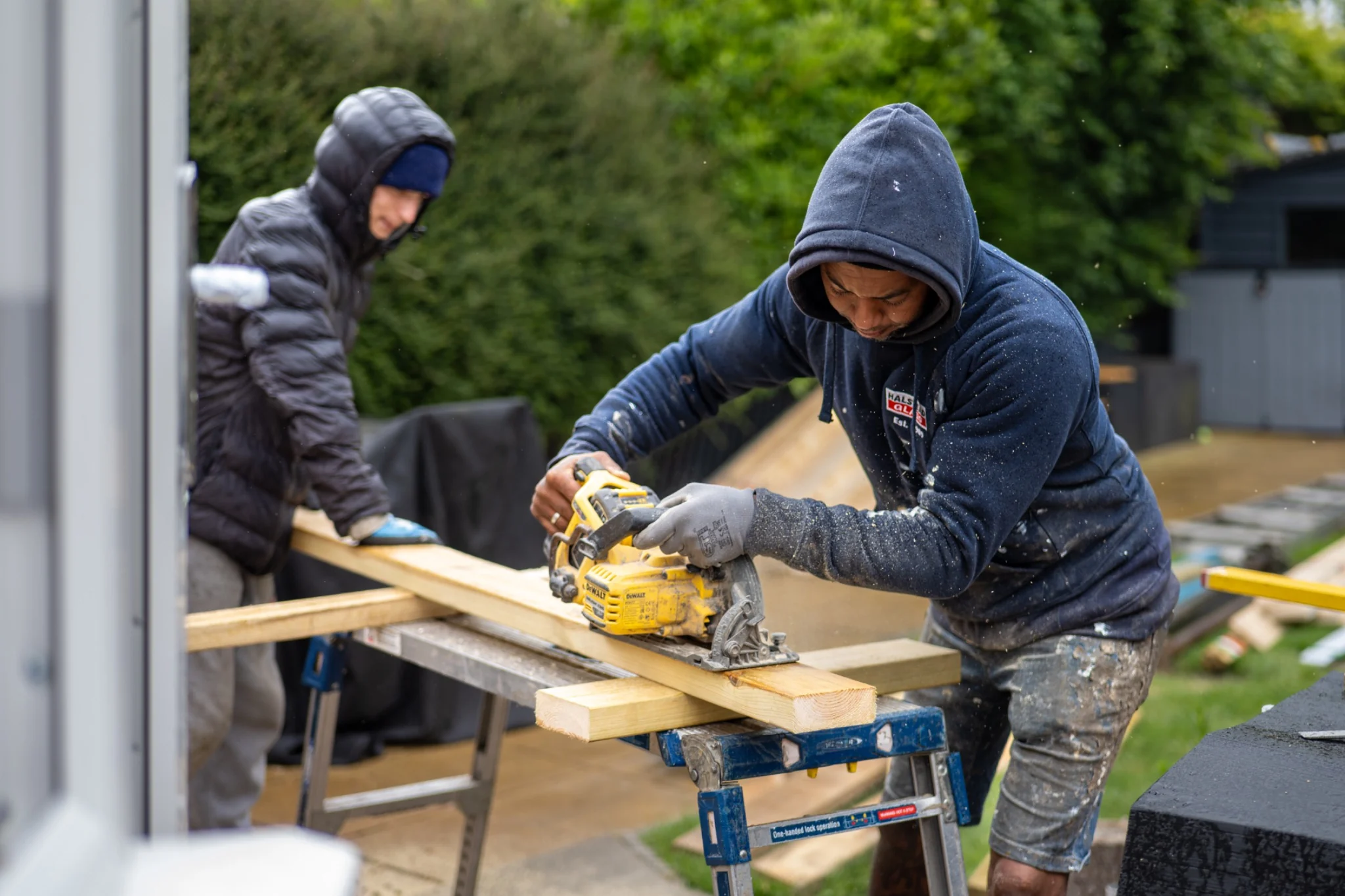 The Halstead Glass team working together on an installation
